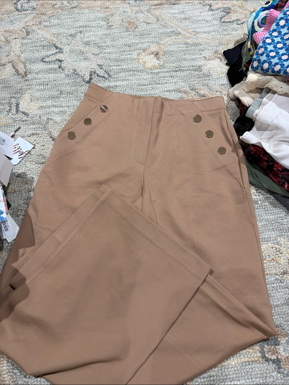 SPANX Men's Chinos in Tan with Metal Button Detail